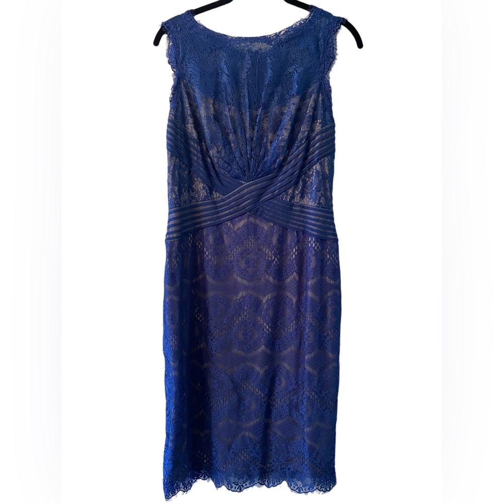 Dress Tadashi Shoji royal blue lace 10P - Picture 2 of 4
